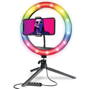 Bower 10" Tabletop Multicolor RGB Ring Light Tripod Phone Holder